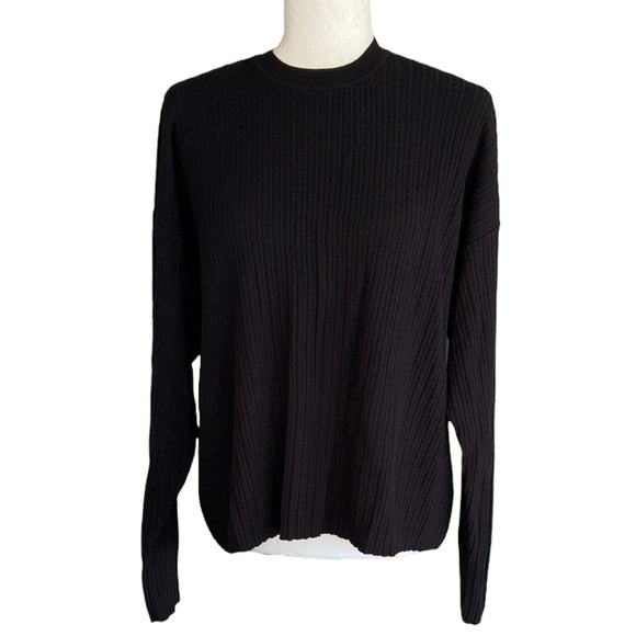 MM LaFleur The Tyler Black Geo Micro Textured Pullover Knit Sweater - M
